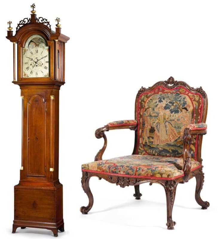 american federal style grandfather clock chair