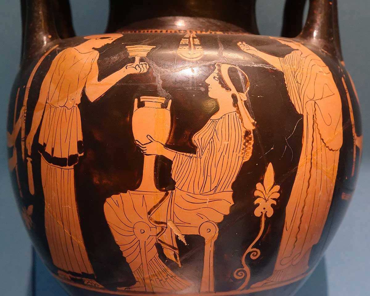 ancient greek wedding preperations woman with jar