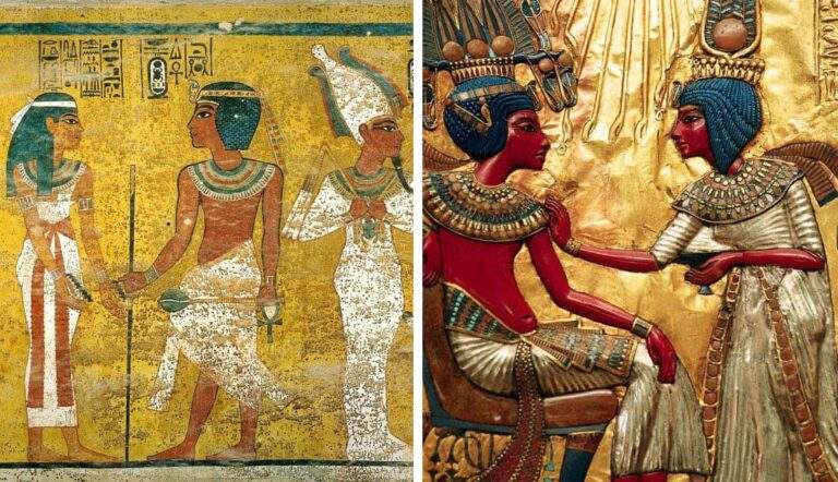 ankhesenamun gold throne tutankhamun wall painting