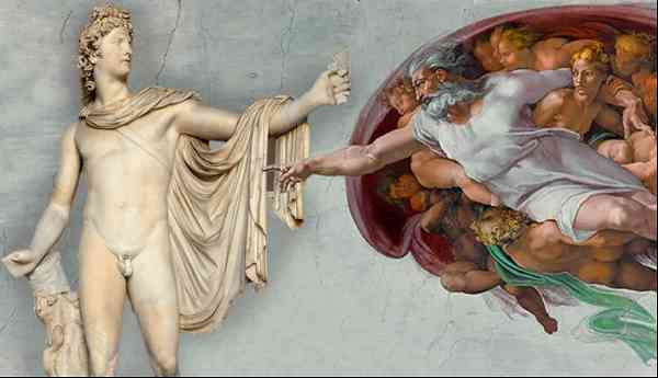 Apollo Belvedere with the Creation of Adam