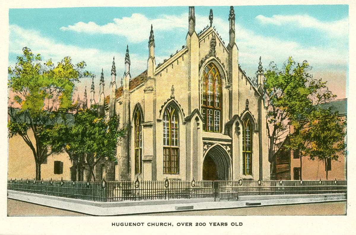 charleston huguenot church postcard