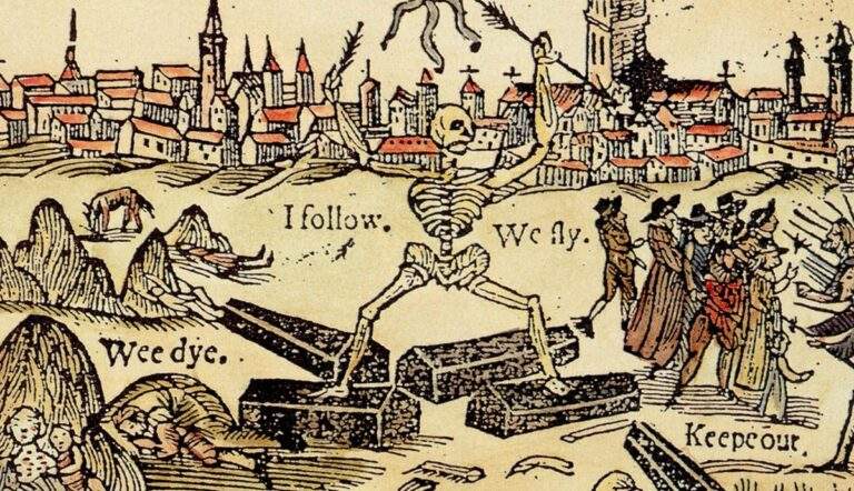 cities dwellers flee black death 1625 drawing