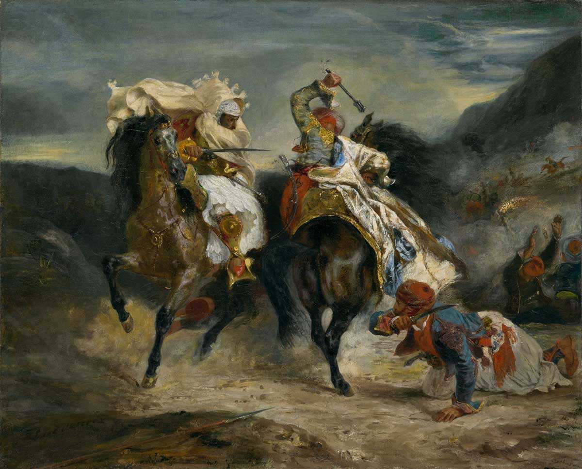 delacroix combat of giaour and hassan painting