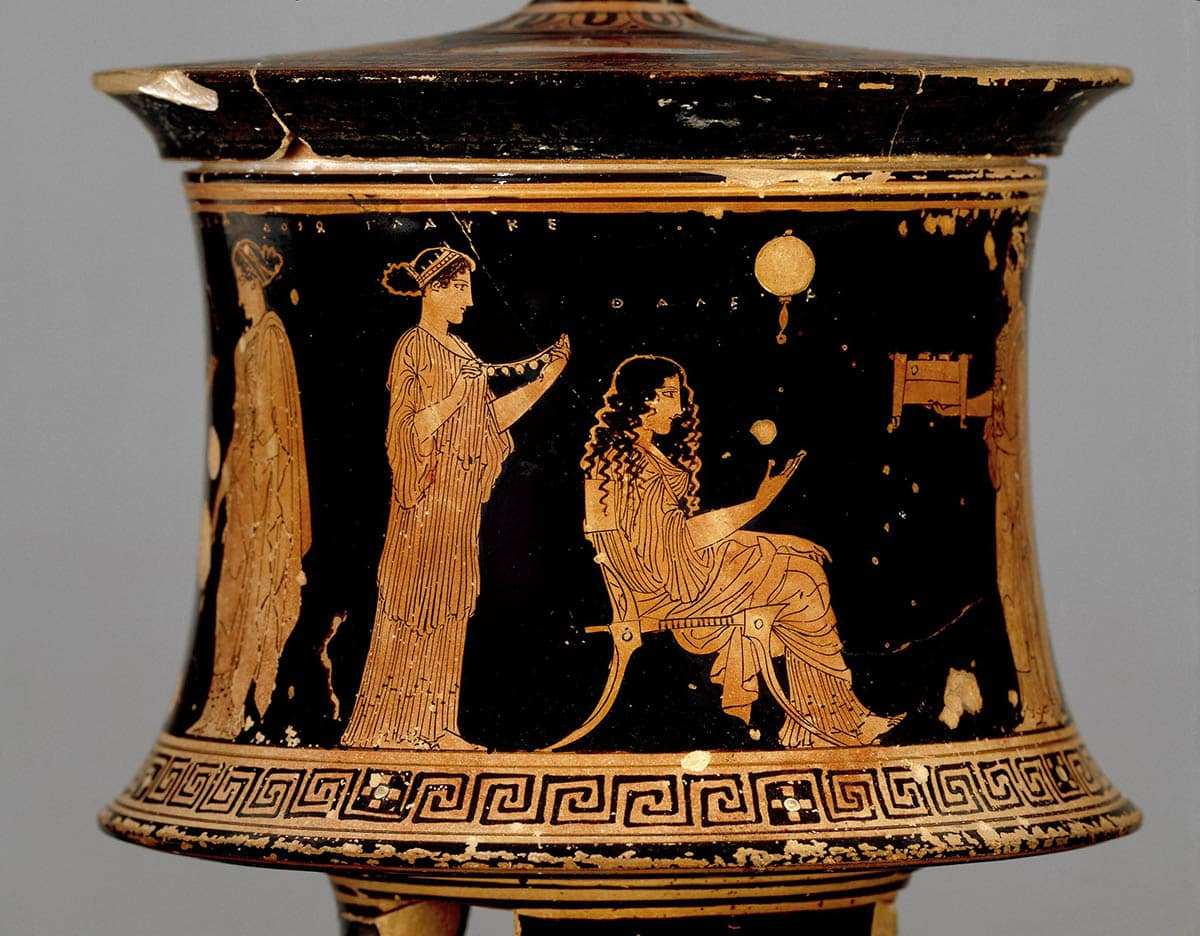 eretria painter vase pyxis depicting wedding