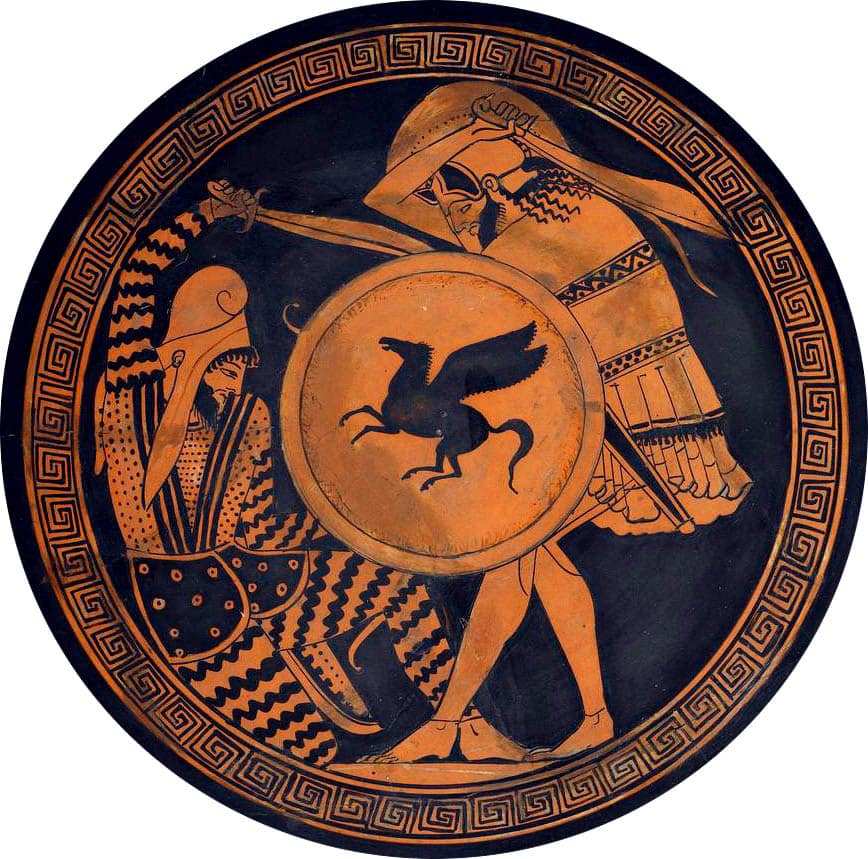 fragment of black figure pottery hoplite 300 spartans