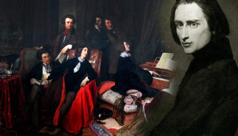 Franz Liszt portrait fantasizing piano painting