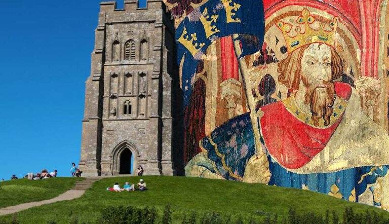 Glastonbury tor king arthur tapestry Arthurian legends sites