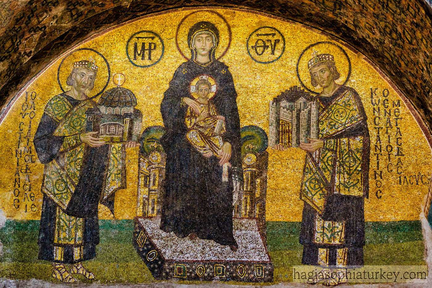 hagia sophia mosaic justinian constantine virgin christ