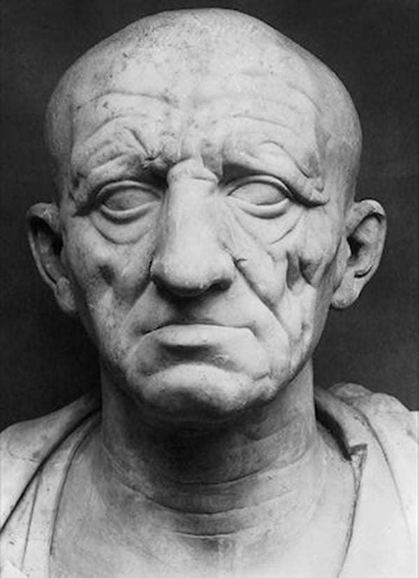 The example of verism in Roman portraiture – a private portrait of a patrician, 1st century BC, via Smart History