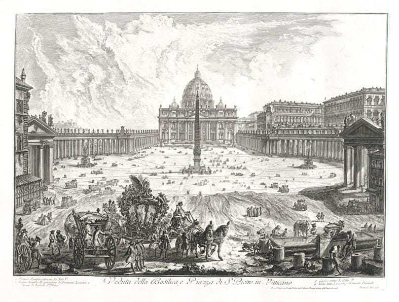 Piranesi, Vedute di Roma Basilica e Piazza di S. Pietro