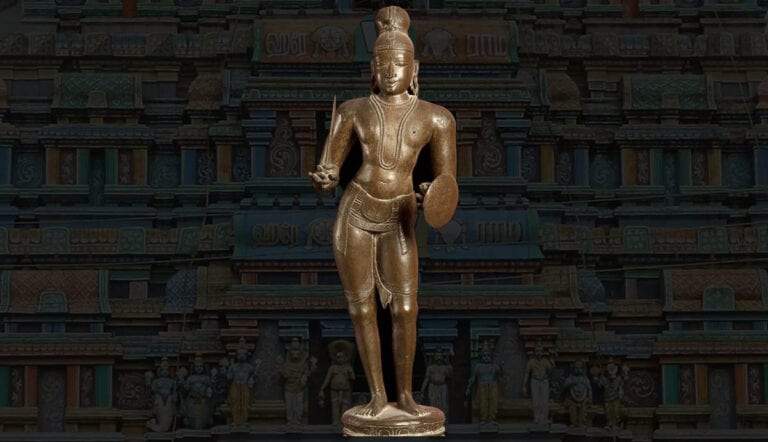 Indian Bronze Idol depicting Saint-Thirumangai Alwar