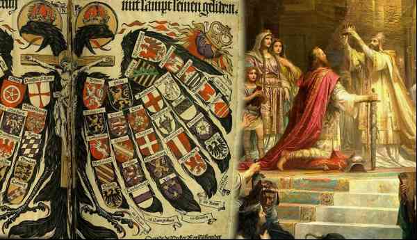 kaulbach coronation charlemagne painting holy roman empire flag