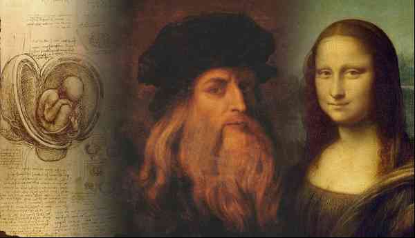 Studies of embryos, Portrait of Leonardo da Vinci, and the Mona Lisa