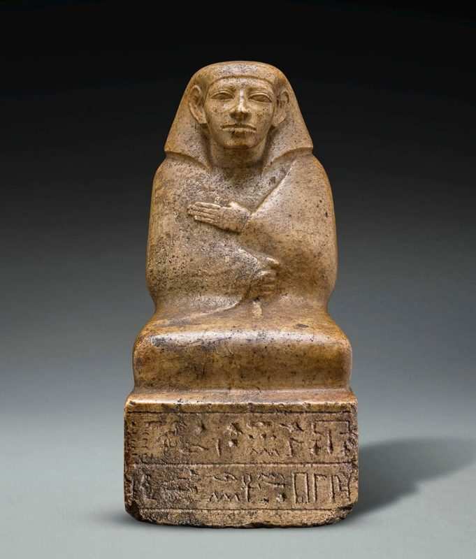 egyptian scribe limestone bust