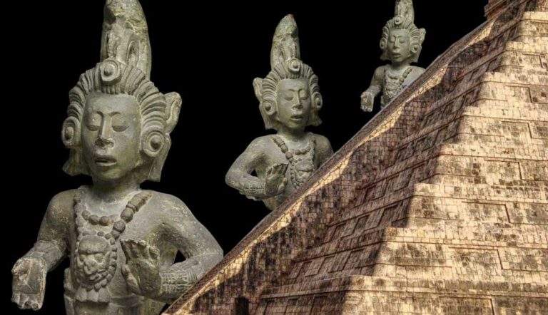 maize god maya statue kukulkan pyramid