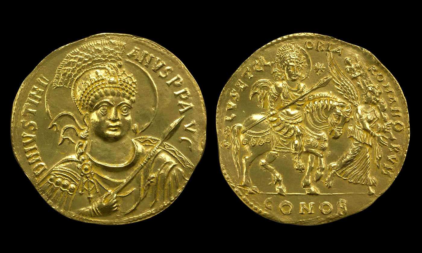 medallion gold justinian constantinople british coin