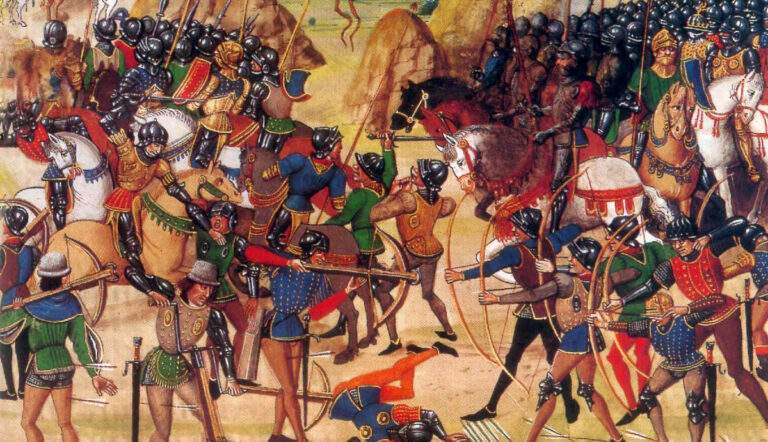 medieval illustration of peasants revolt battle
