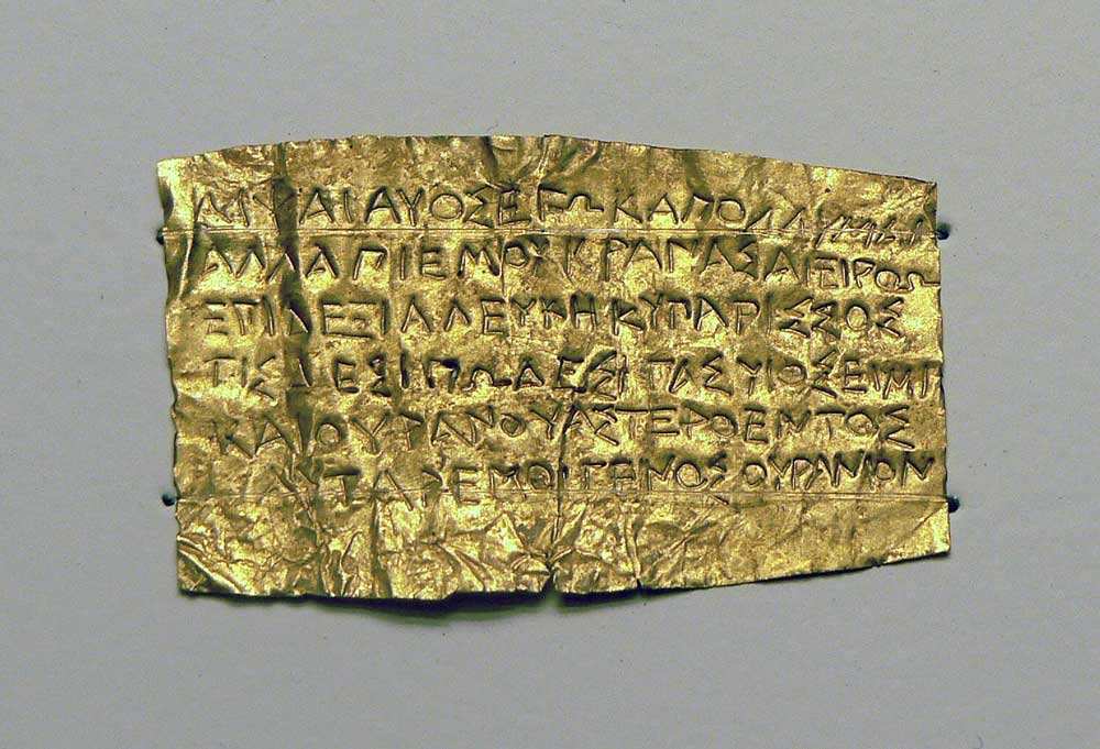 orphic gold tablet thessaly the getty villa
