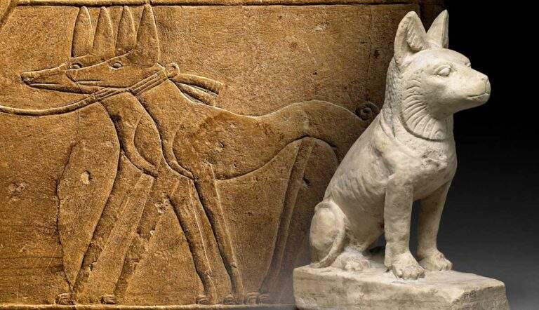 relief dogs ancient egypt statue