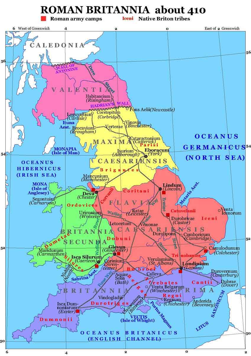 roman britain 410 cities and provinces