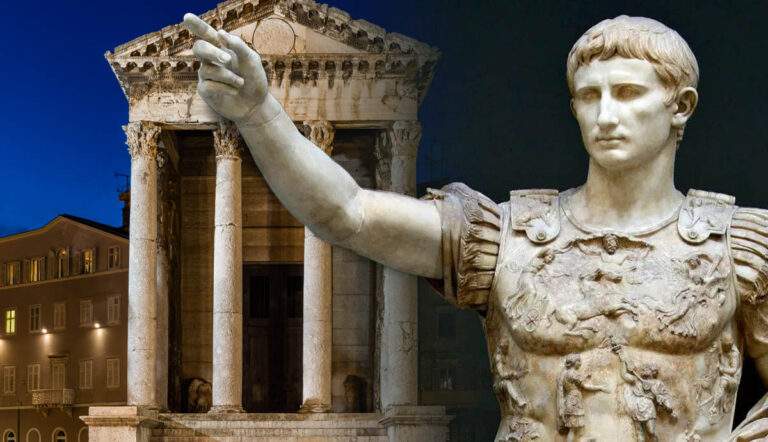roman temple augustus with sculpture