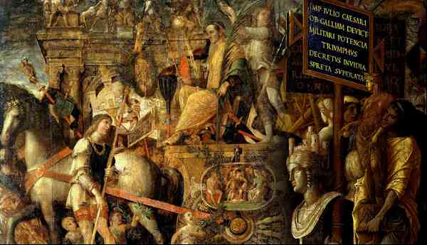 roman triumph mantegna standards caesar chariot painting