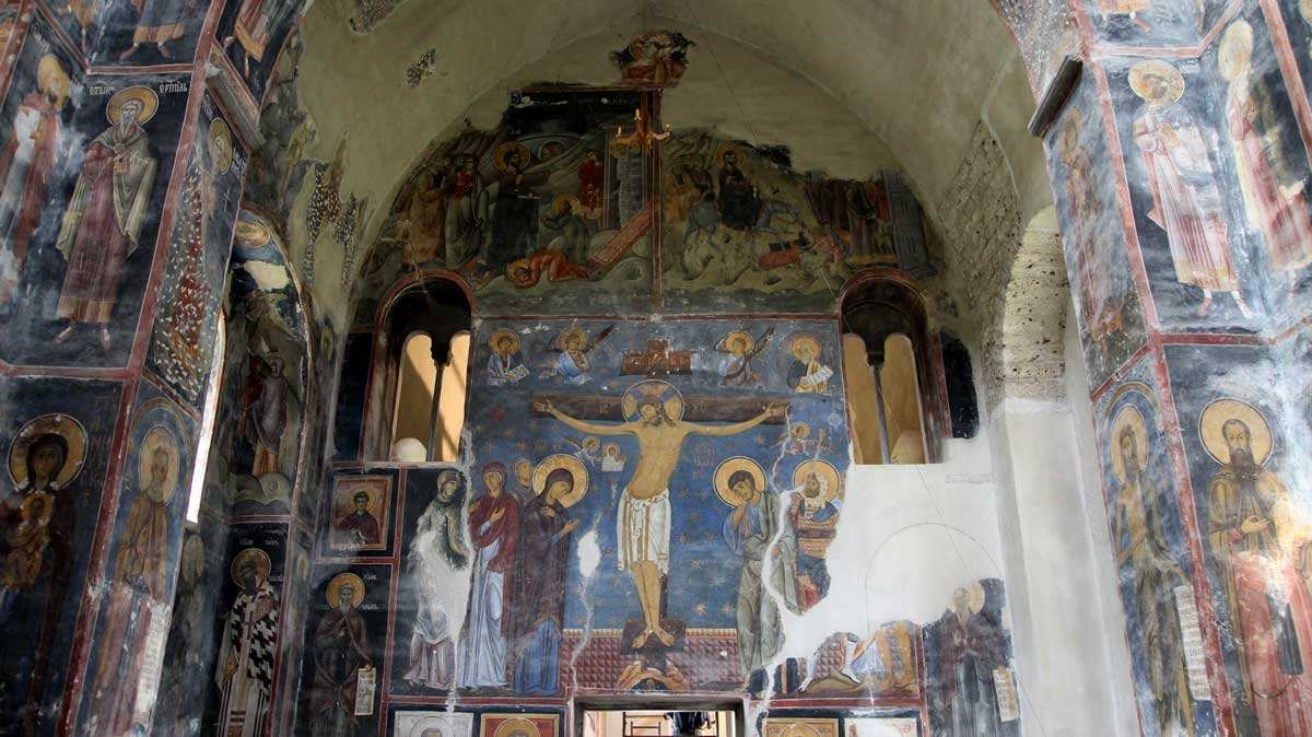 studenica monastery hodegetria church crucifixion fresco