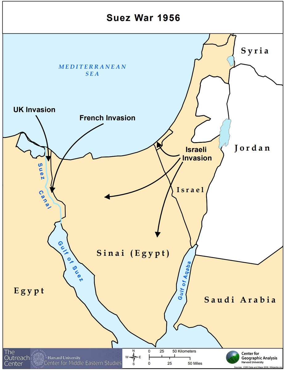 suez crisis 1956 map
