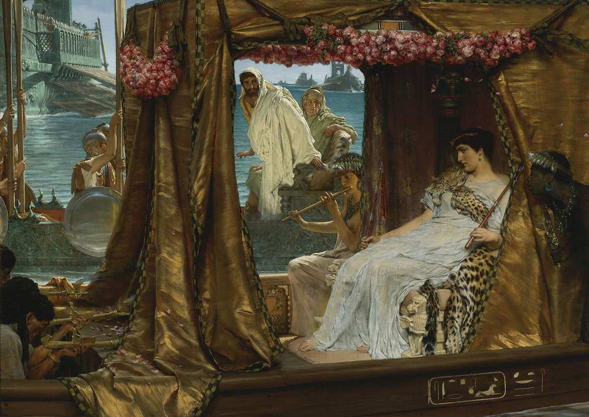 19th century painting of cleopatra and mark antony