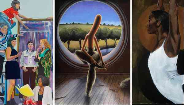 three contemporary figurative paintings