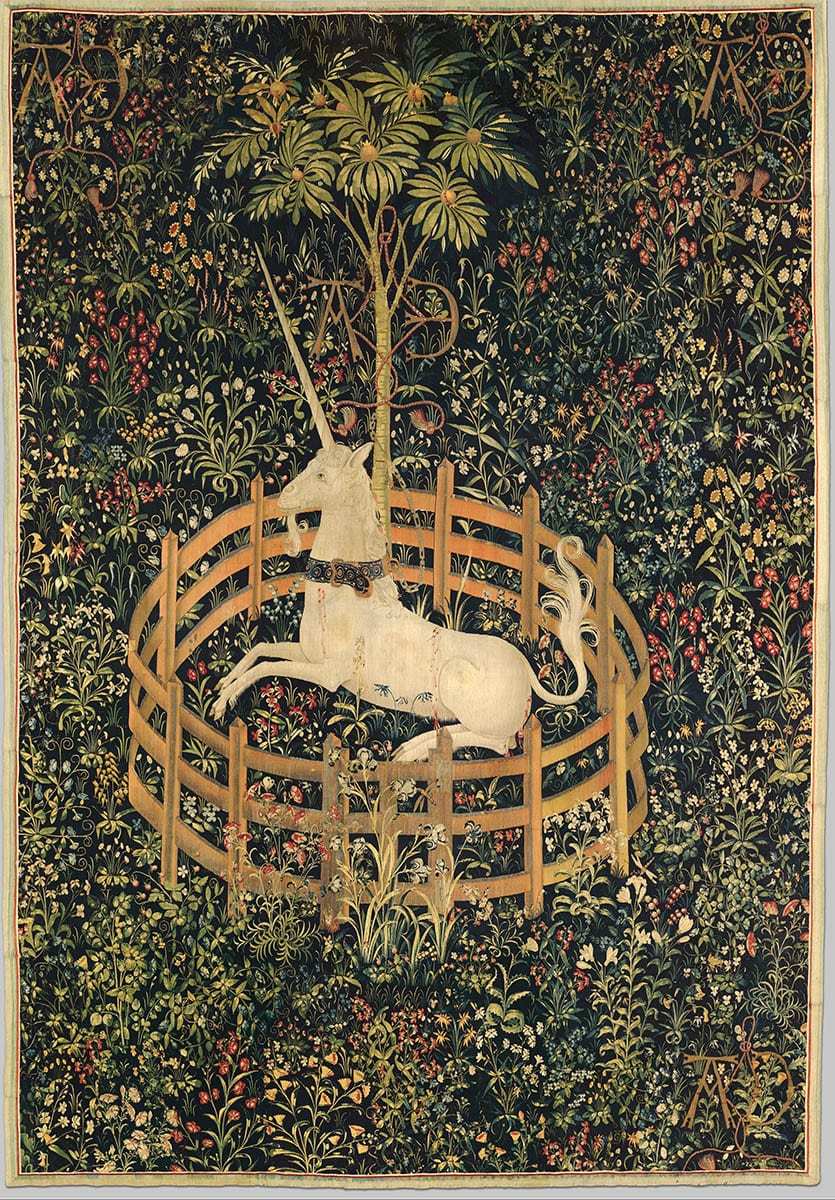 unicorn tapestries rests garden