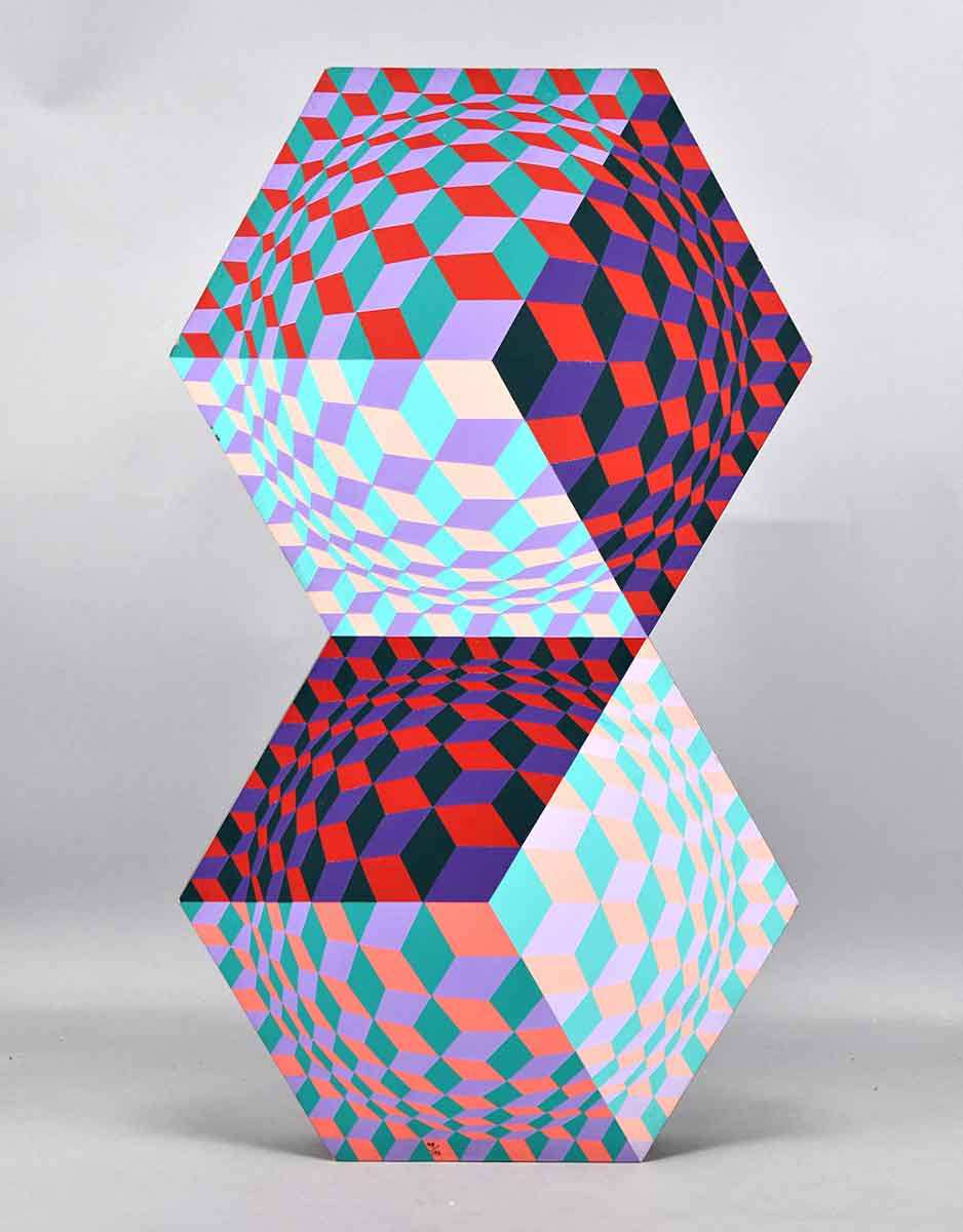 victor vasarely 1984 acrylic sculpture kettes