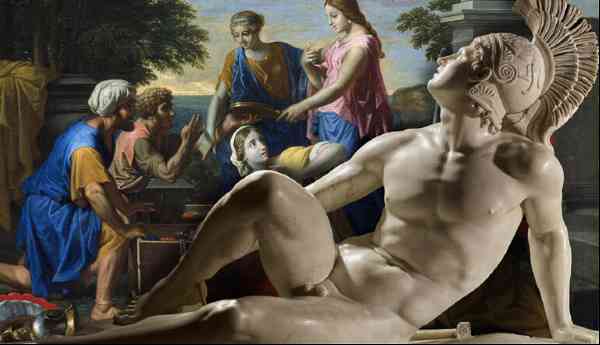 wounded achilles death sculpture poussin skyros painting