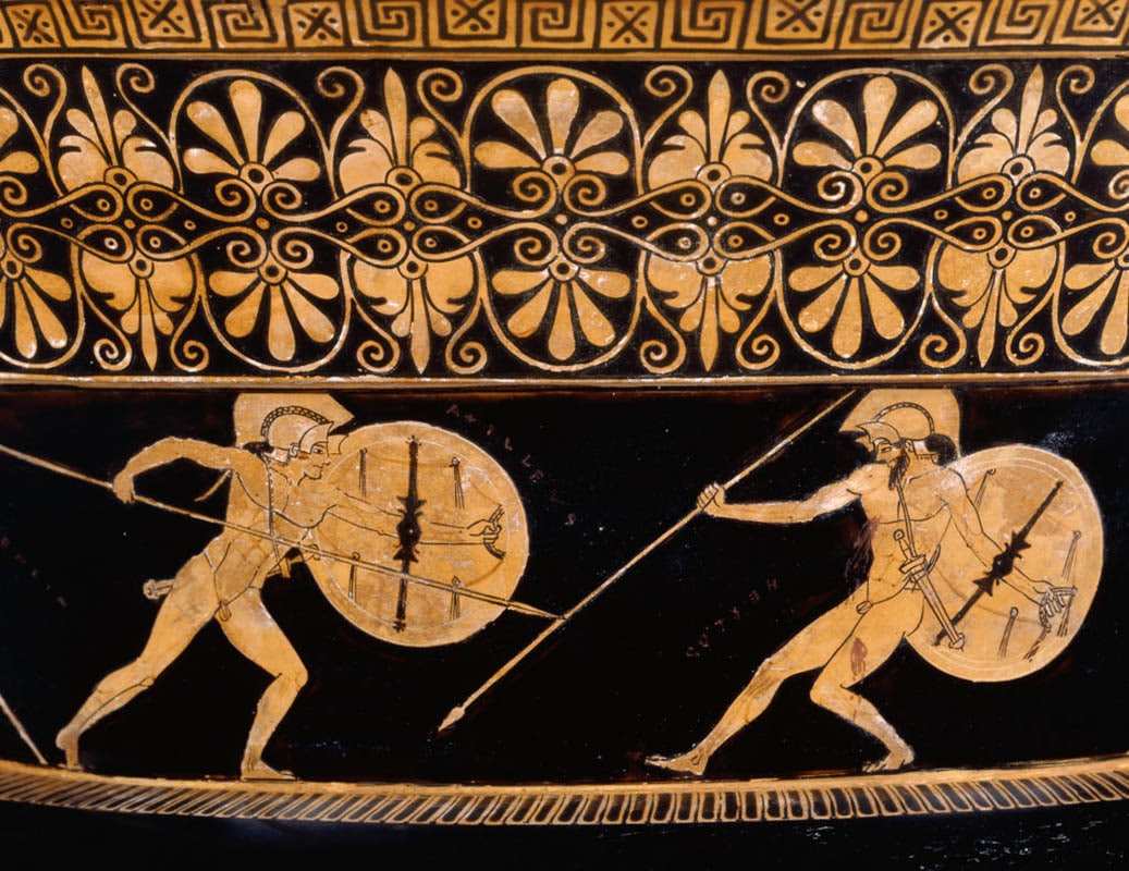 Achilles Hector Trojan War decorated urn