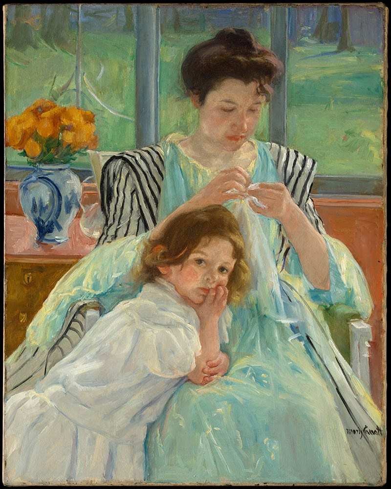 Young Mother Sewing by Mary Cassatt, 1900 impressionist art