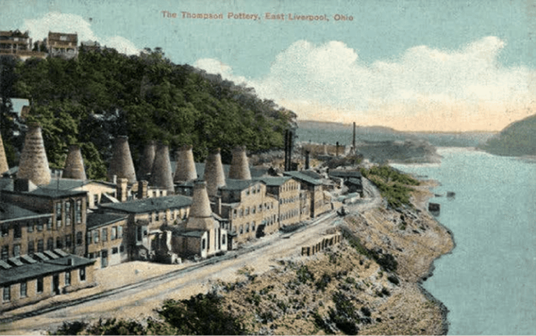 The Thompson Pottery, and Ohio River circa 1910.